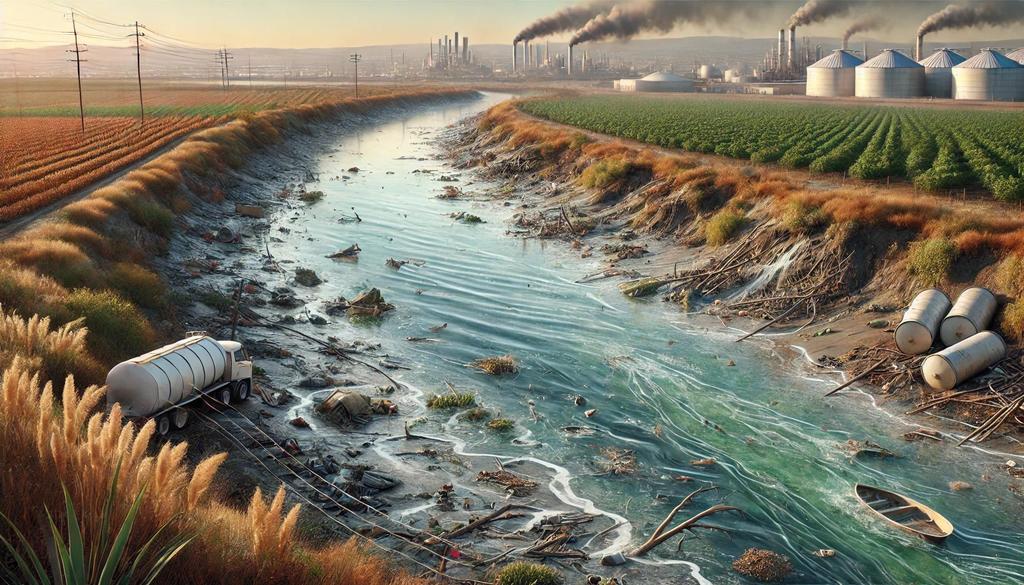 Pesticides, heavy metals such as mercury and lead, and nutrient runoff from fertilizers are primary culprits.