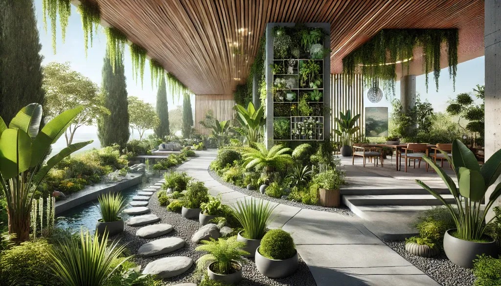 In 2024, there's a strong emphasis on incorporating greenery and natural elements into outdoor living spaces.