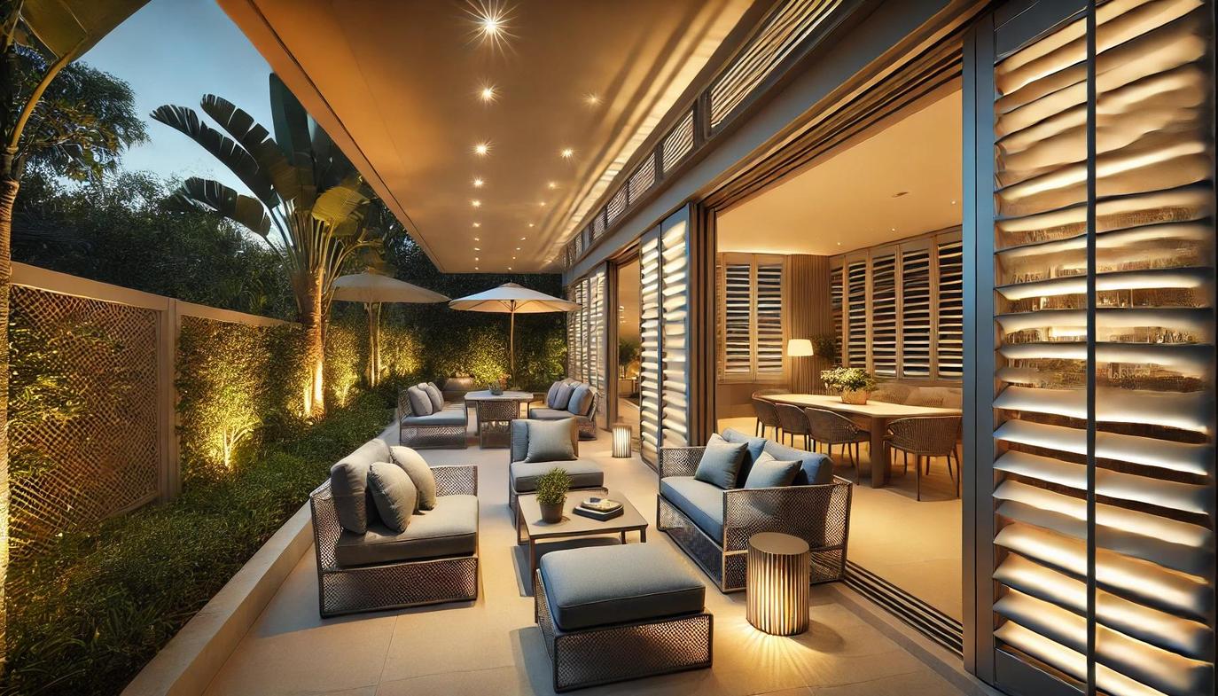 Plantation shutters act as a barrier against wind and rain while allowing airflow in your patio, porch, or deck, making it usable all year round.