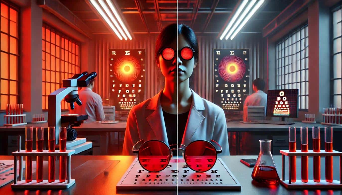Unlike digital screen filters or "night mode" settings, which reduce only part of the blue spectrum, red lenses block nearly all wavelengths that disrupt sleep.