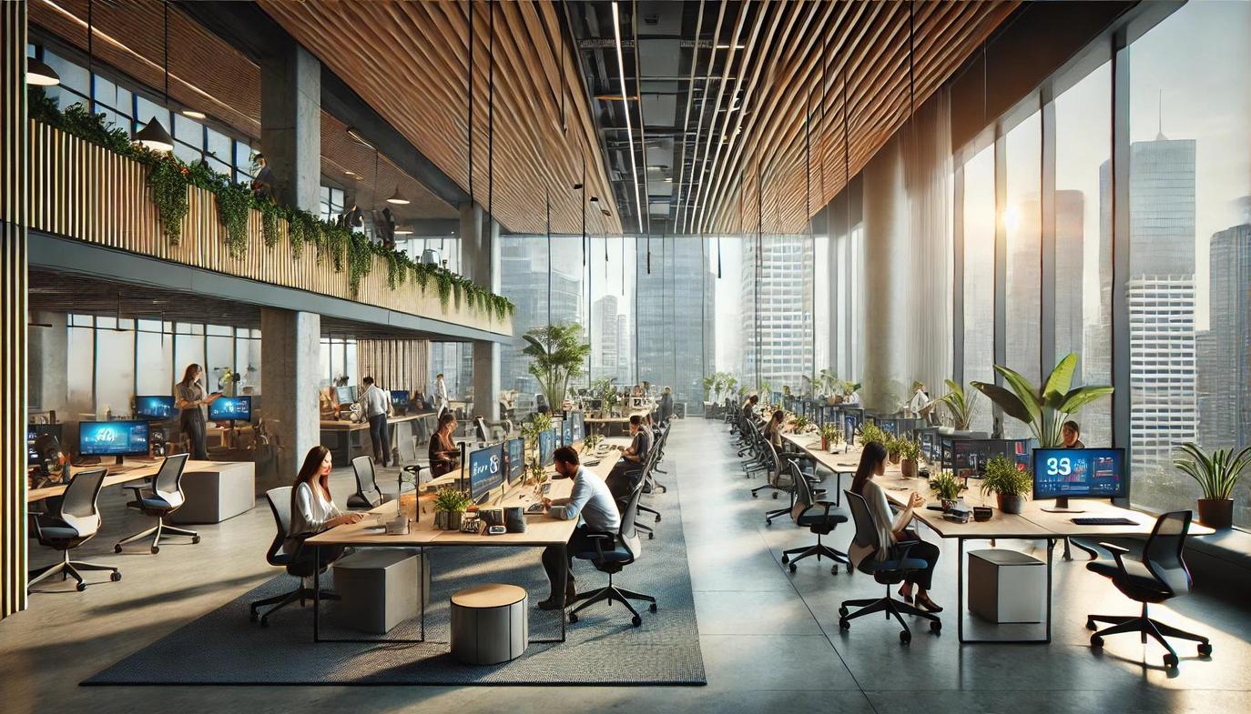 the modern office is becoming a more fluid and sustainable hub for collaboration.