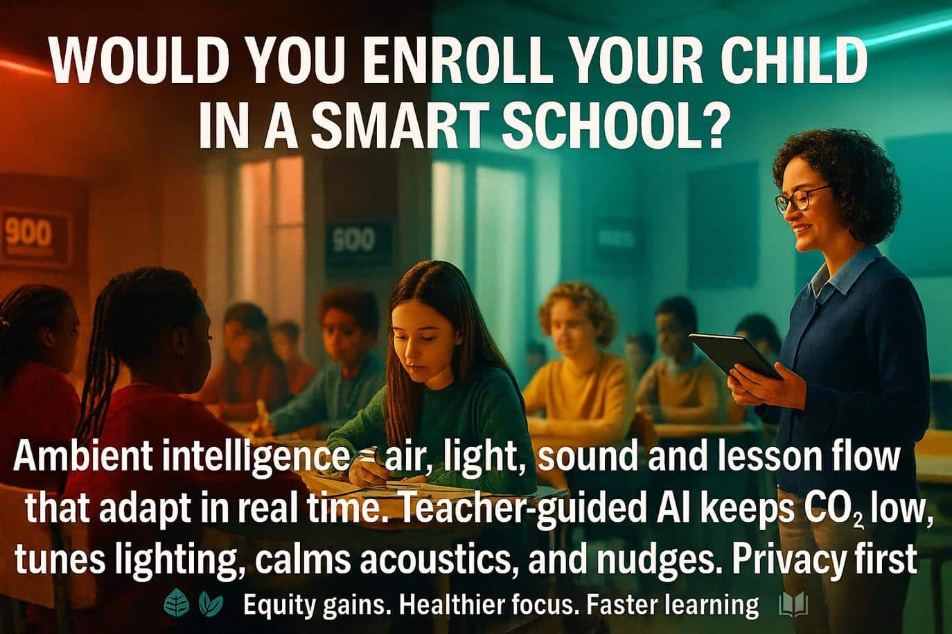 Ambient intelligence treats the whole environment as the unit of design in a smart school environment