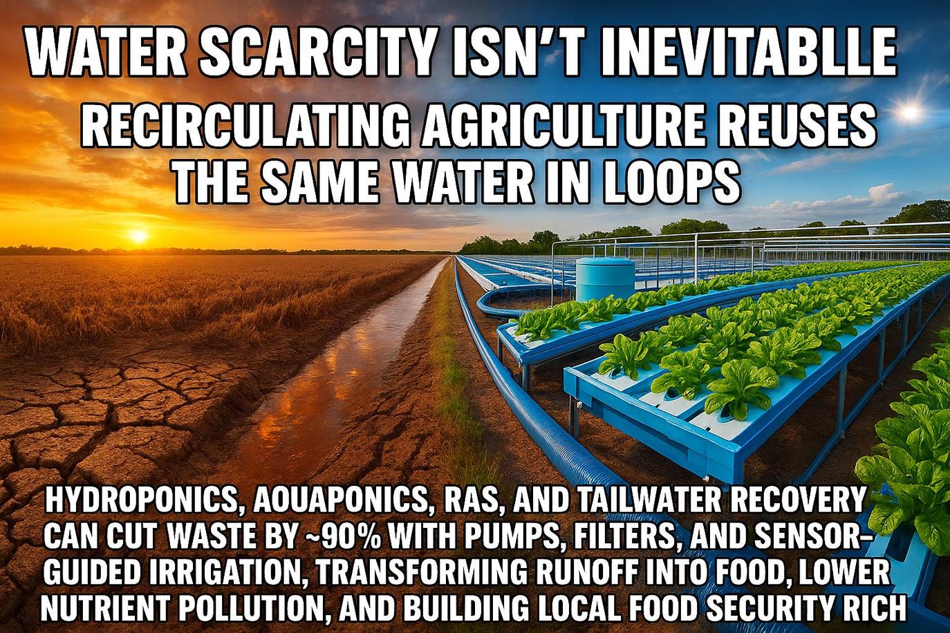 Recirculating agriculture refers to food production methods designed to keep water within a managed loop, maximizing water use efficiency.