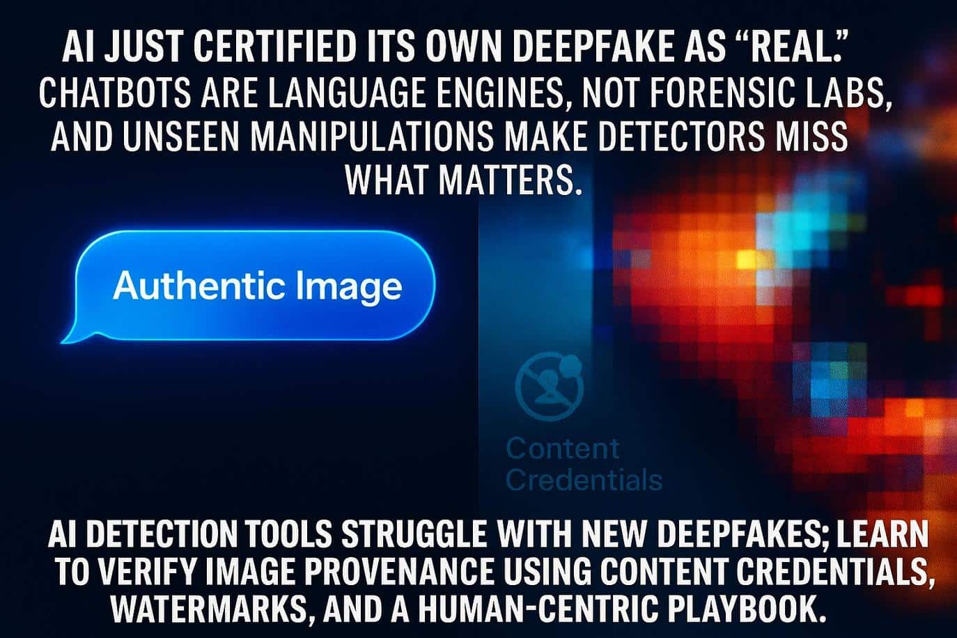 A news investigation documented cases where chatbots labeled AI-generated photos as authentic, even for images akin to their own model families.