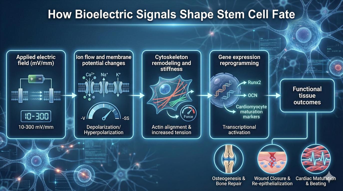By combining bioelectric stimulation with materials science, researchers envision hybrid platforms where microelectrodes deliver tailored pulses to guide cell growth in real time.