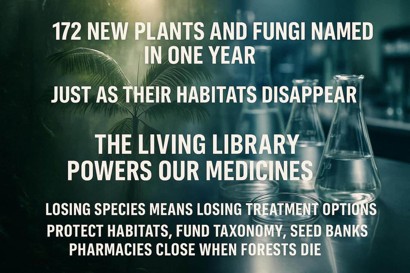 Kew’s 2020 synthesis highlights 723 plant species used for medicine that are threatened, and it notes how little we know about medicinal fungi, with only a handful assessed so far.
