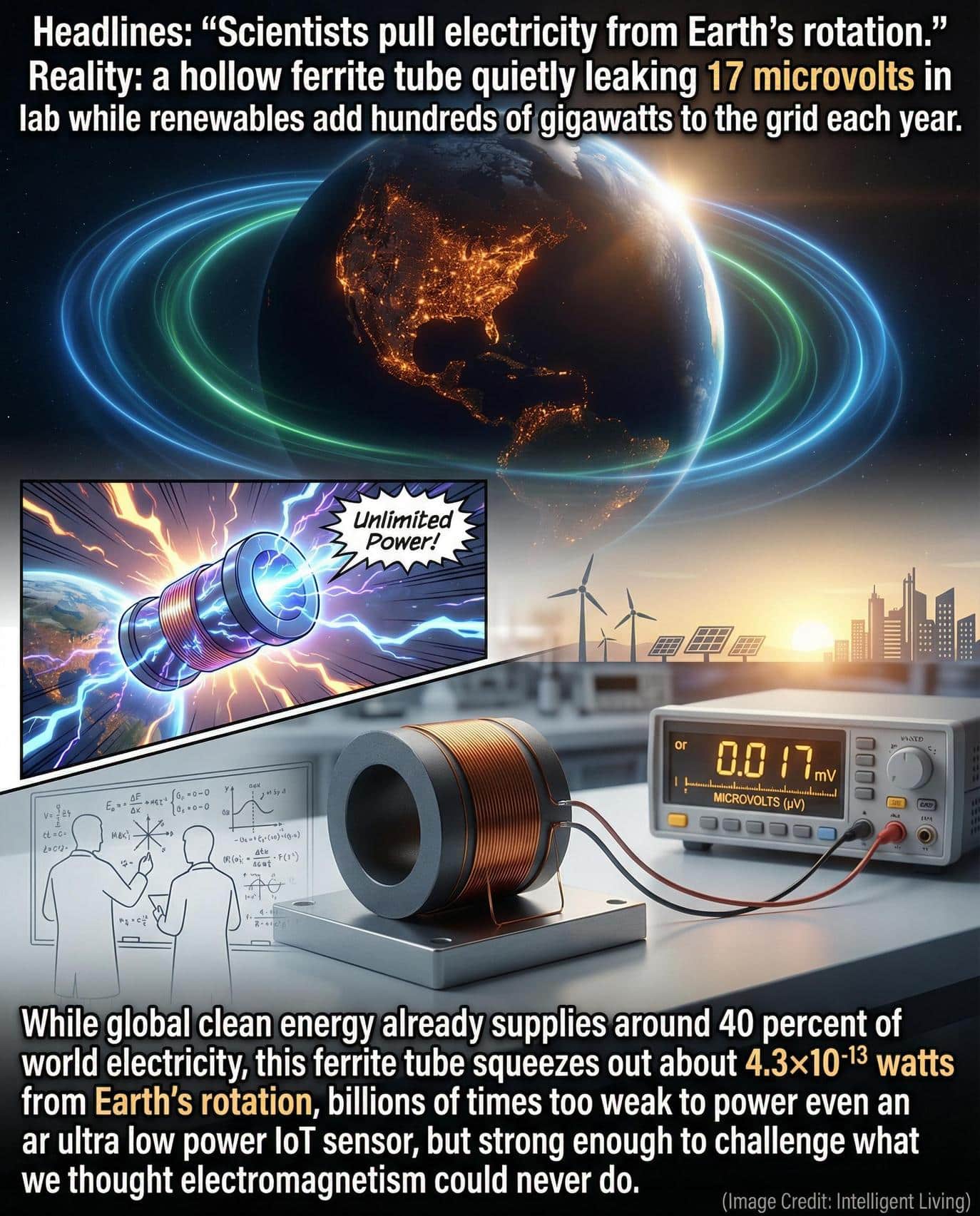 Headlines announcing that scientists have pulled electricity from Earth’s rotation spread quickly across science media.