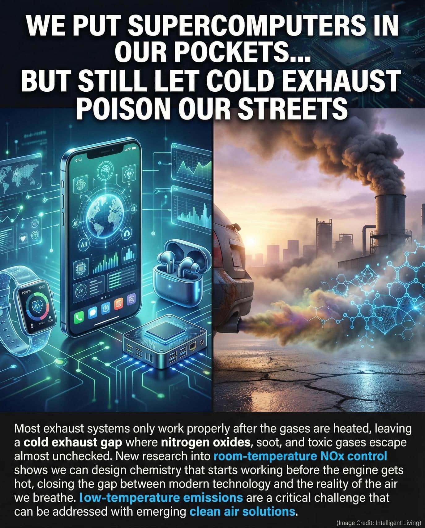 chemical process converts nitric oxide (NO) directly into harmless nitrogen gas (N₂) while remaining at room temperature in an aqueous environment.