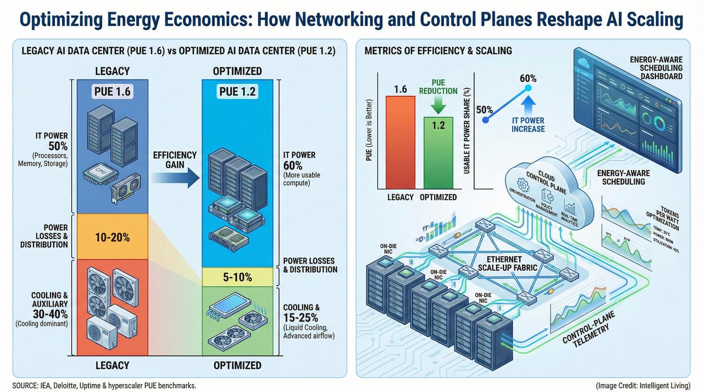 Maia 200 addresses this by combining a two-tier Ethernet scale-up network, a custom AI Transport Layer, and an on-die network interface controller. Microsoft’s detailed architectural write-up describes scale-up domains that can reach thousands of accelerators while keeping most high-frequency traffic local.