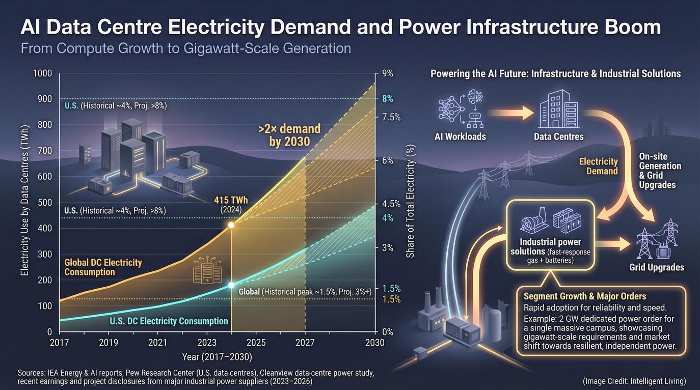As AI adoption grows, Caterpillar’s Power and Energy segment has seen increased demand for generators that support energy-intensive data centers.