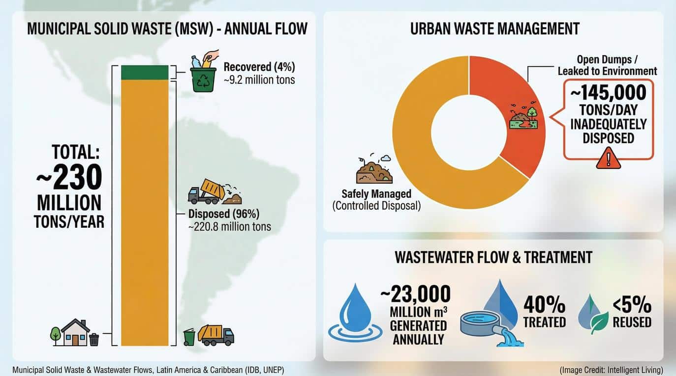 Analysis from the latest waste management outlook for the region indicates that about one-third of urban waste in Latin America ends up in open dumps or leaks into the environment.