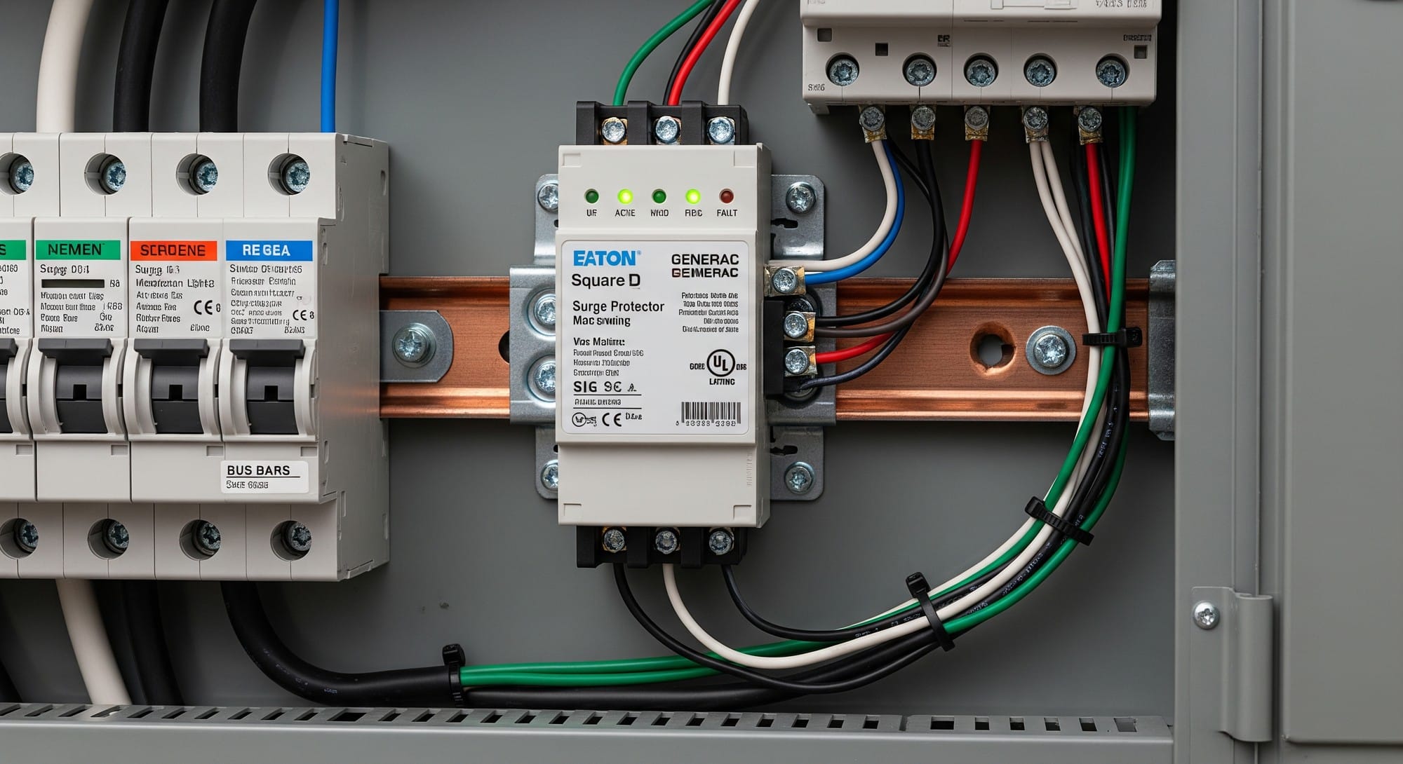Whole-home surge protection device installed by a professional electrician.