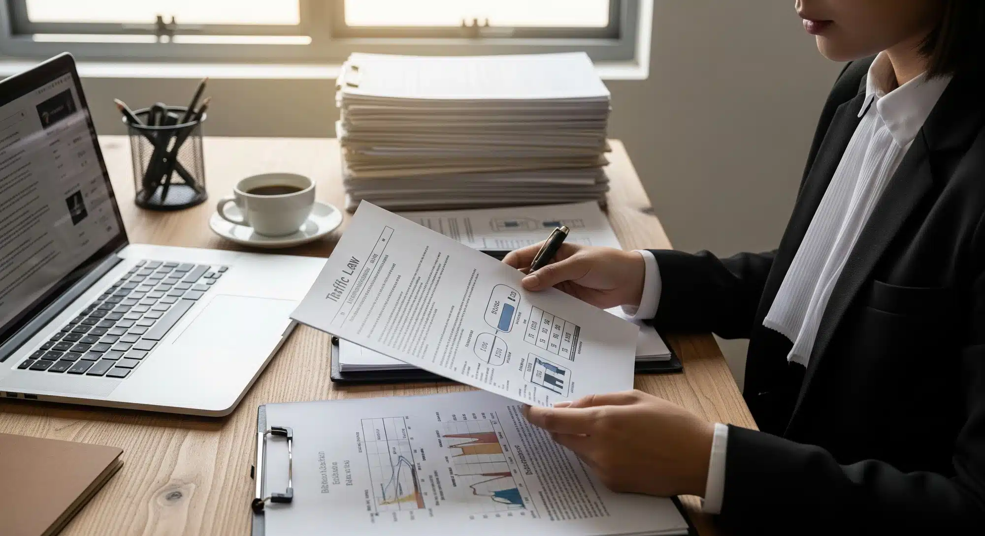 Legal documents and BAC level information on a desk representing the court process for drink driving charges.