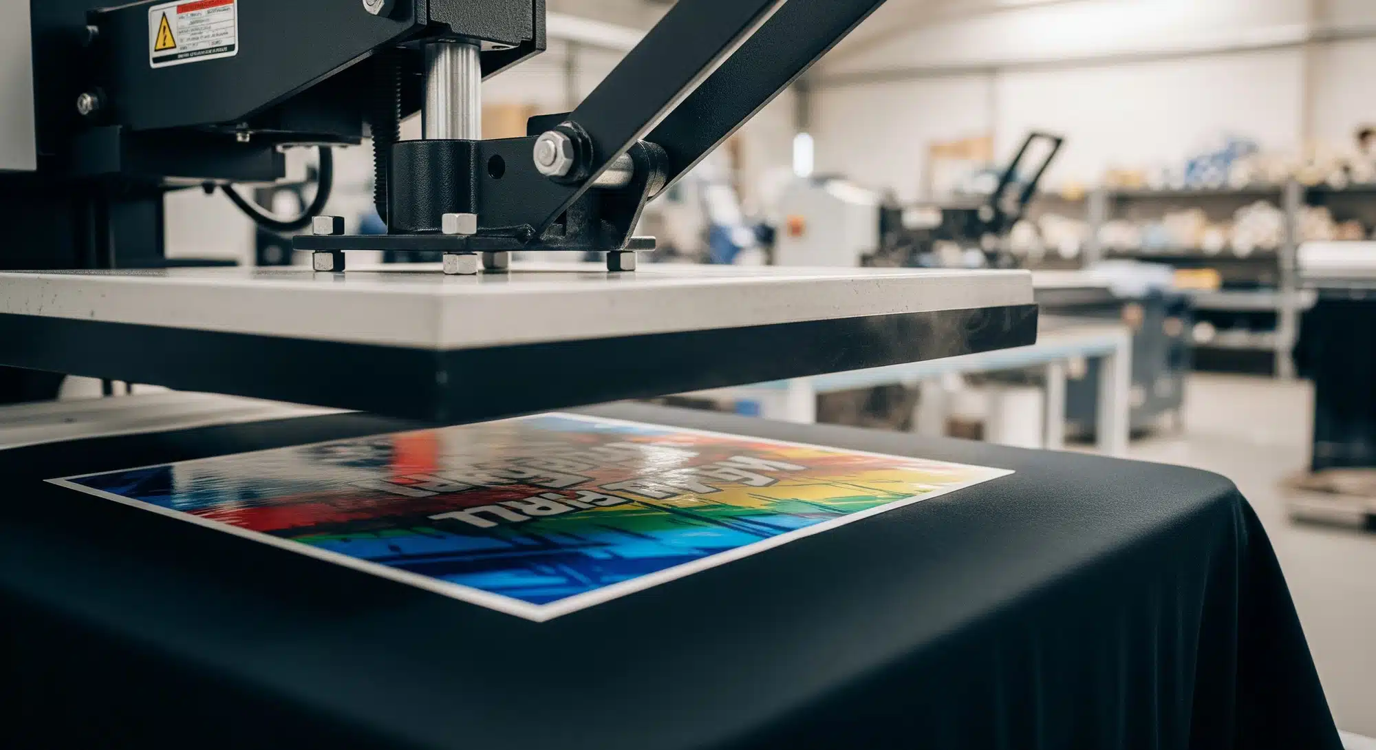 DTF heat press machine applying a design to a sports jersey