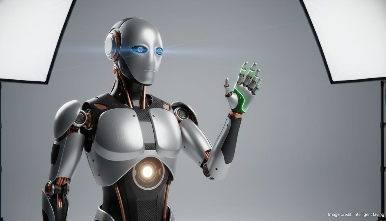 Close-up product-style photo of a humanoid robot with subtle sensor highlights around the head and torso, emphasizing LiDAR, depth cameras, and service-robot engineering details.
