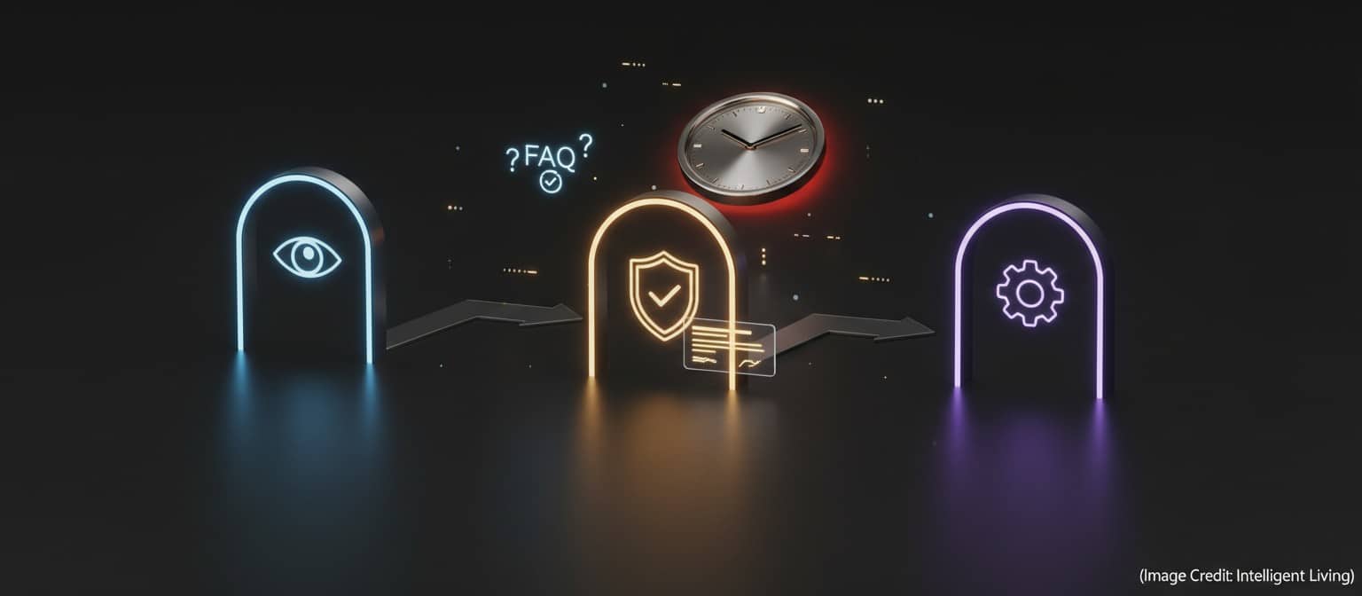 Cinematic pipeline visual of a code change passing through verification gates and timing clocks, representing LLM verifier adoption, latency tradeoffs, and trustworthy AI code review.