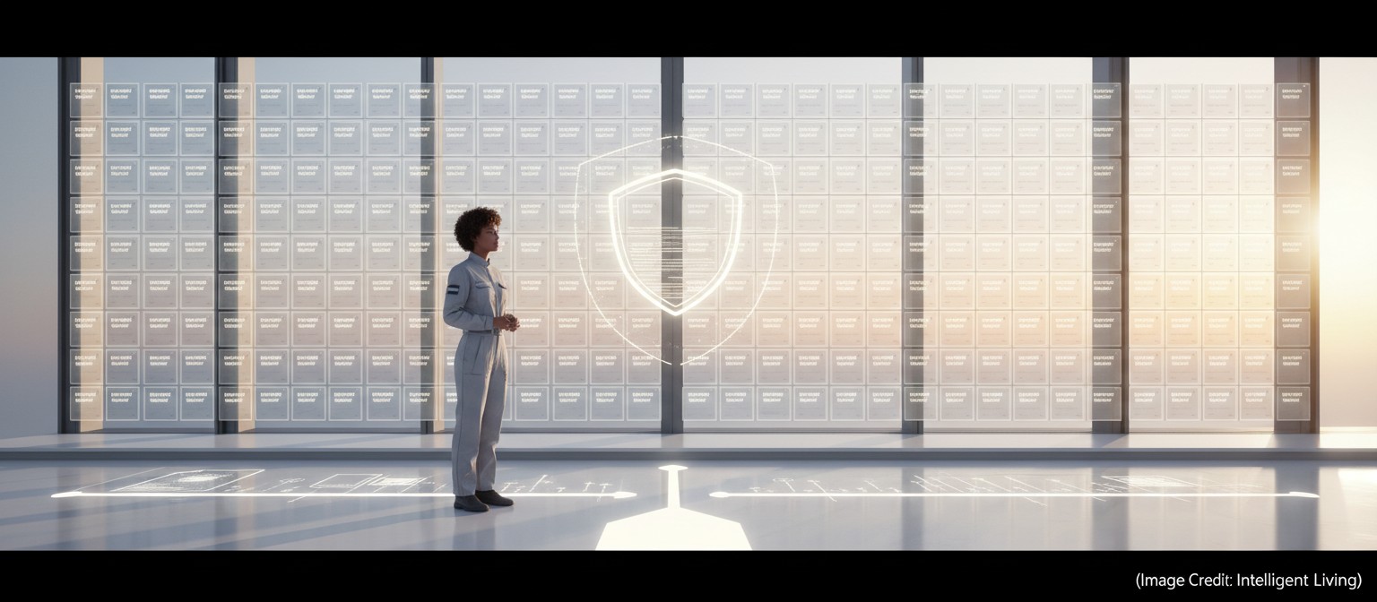 Cinematic closing scene showing a secured, organized knowledge library that represents durable Markdown documentation and governed AI memory.