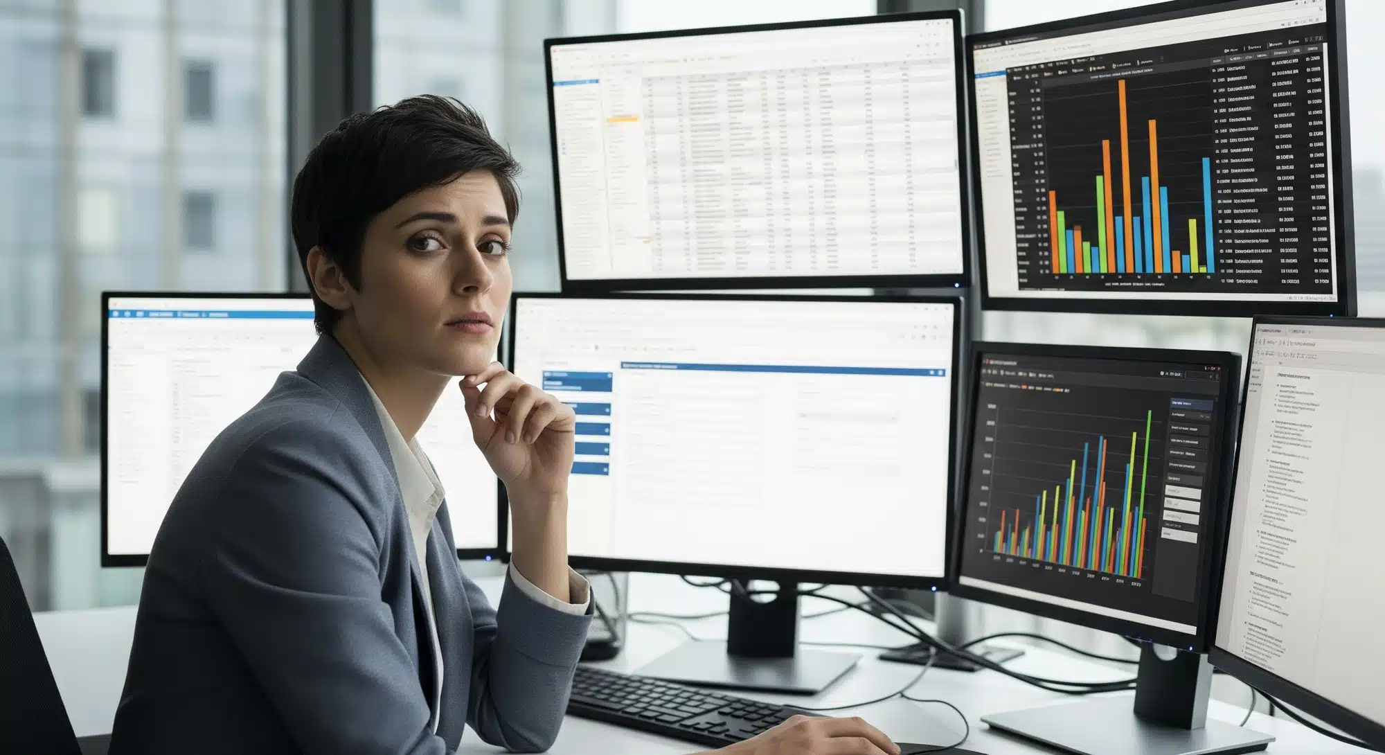 Nonprofit professional managing disconnected data systems and fragmented information