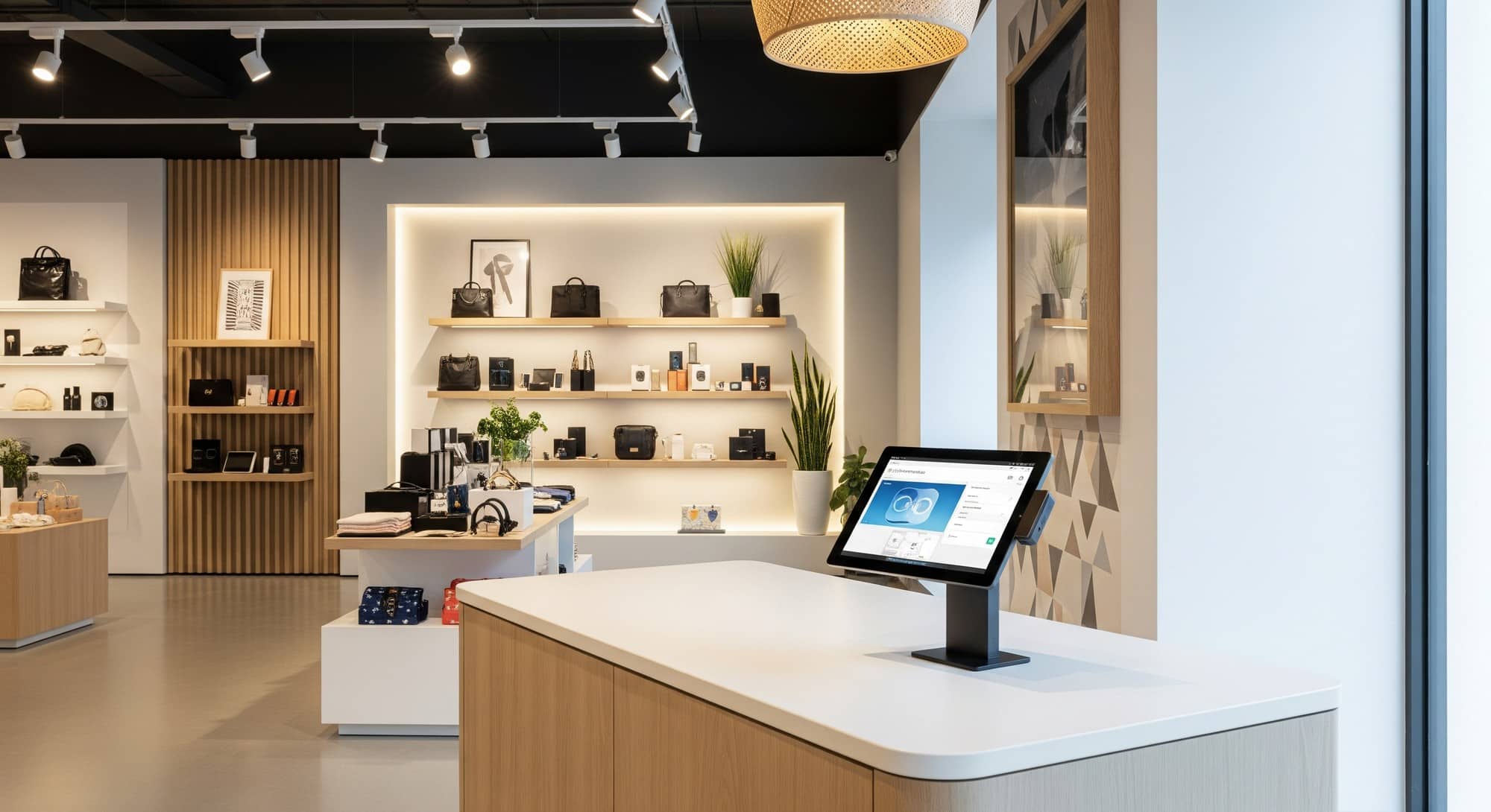 Top POS Software Development Companies Modern cloud-based point of sale system displayed on a tablet in a retail store environment
