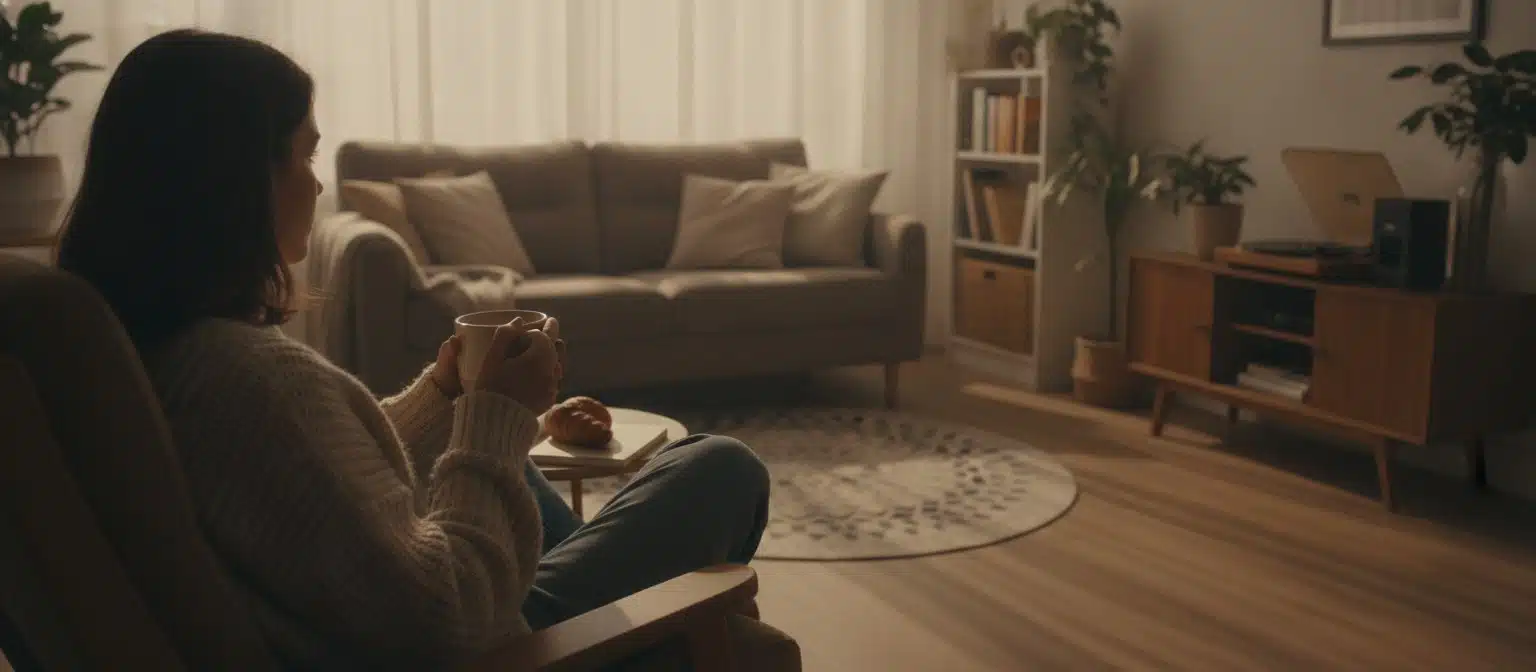A person enjoying a quiet morning moment by the window with coffee, appreciating the ordinary
