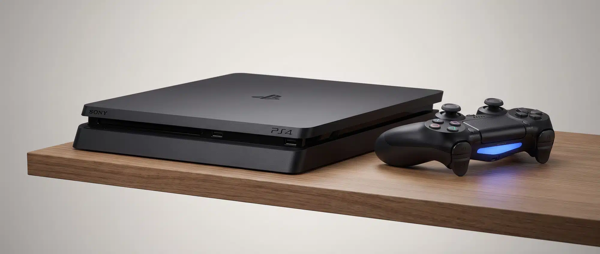 PlayStation 4 Slim console in black, the compact revision from 2016