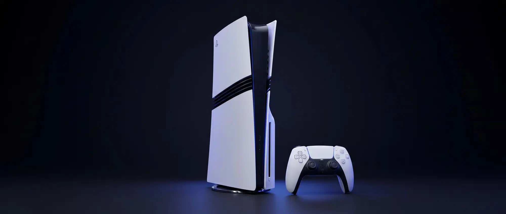 PlayStation 5 Pro console, the enhanced model from 2024 with three black stripes