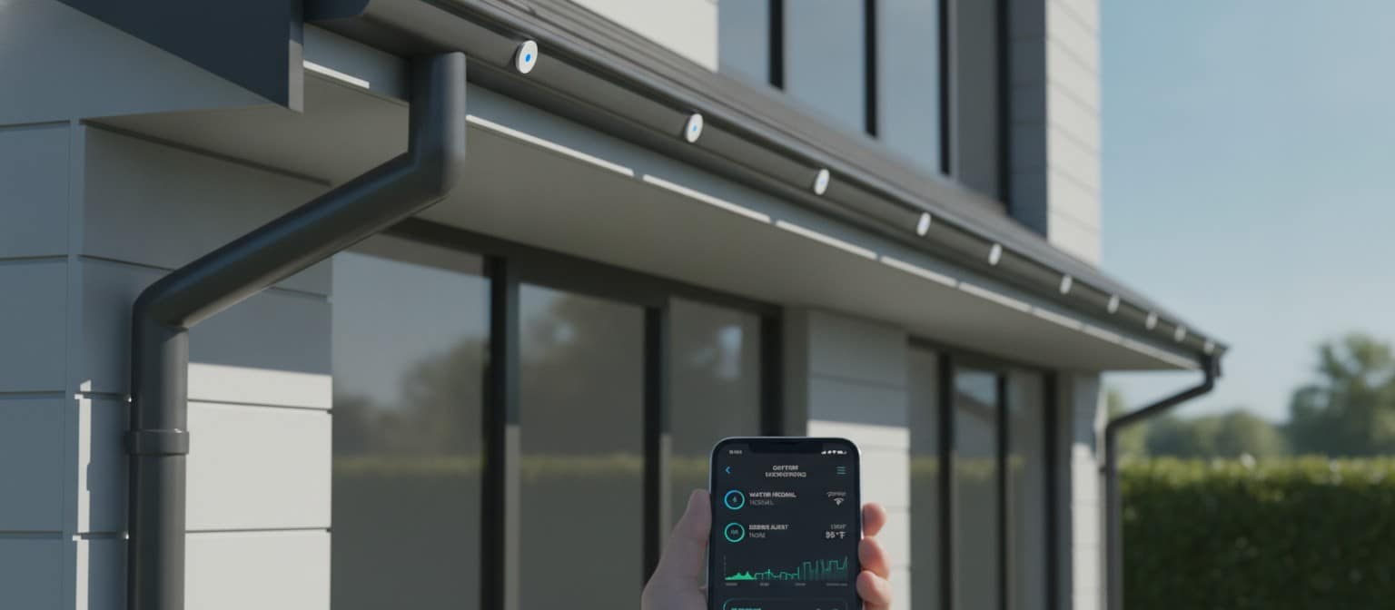 Smart IoT gutter monitoring system with smartphone app display