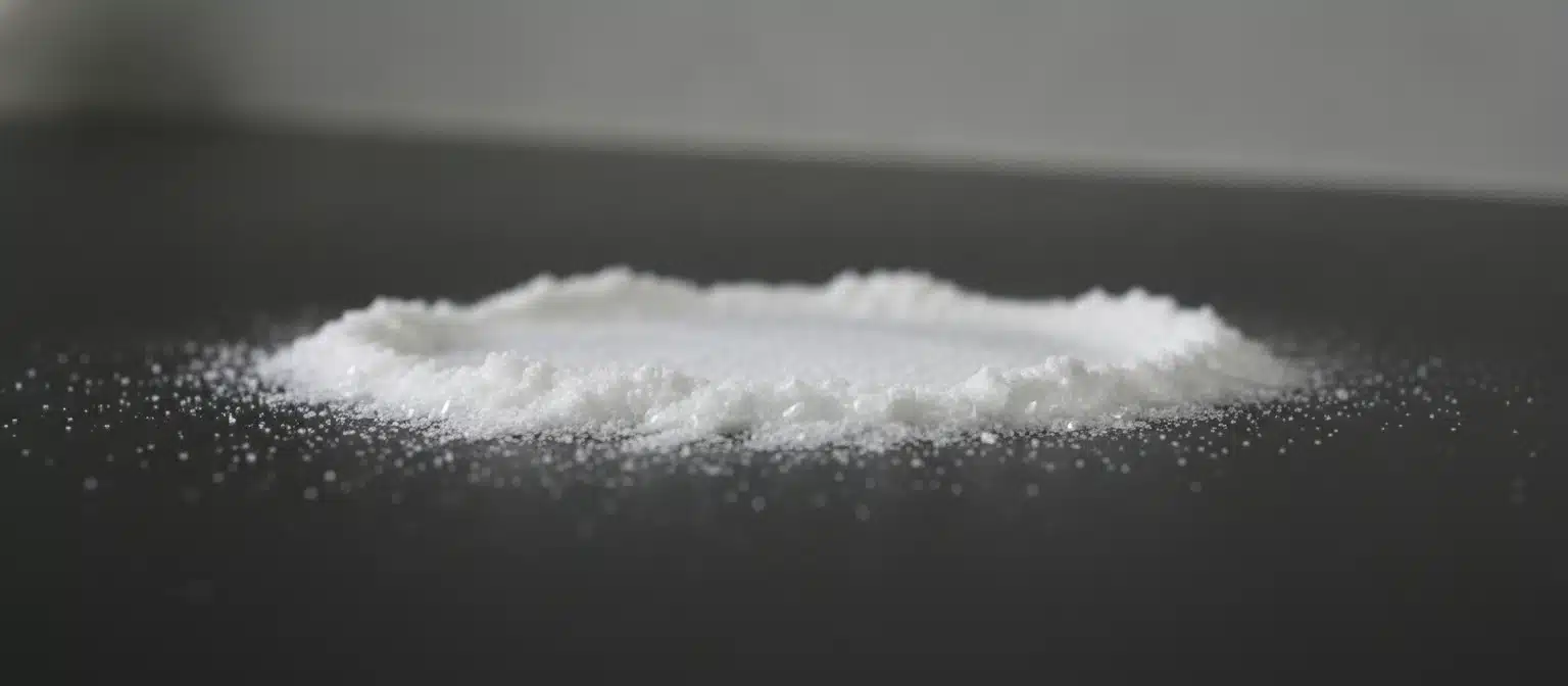 Clinical Outcomes Benchmark: THCA Isolate Powder White crystalline THCA isolate powder on a clean laboratory surface under soft lighting