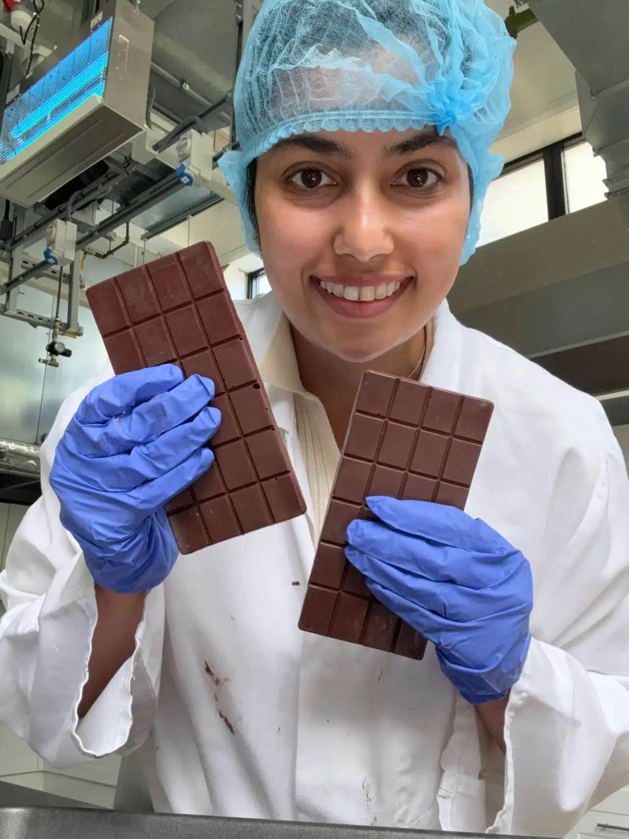 Maha Khan with the Reading 100 chocolate bar
