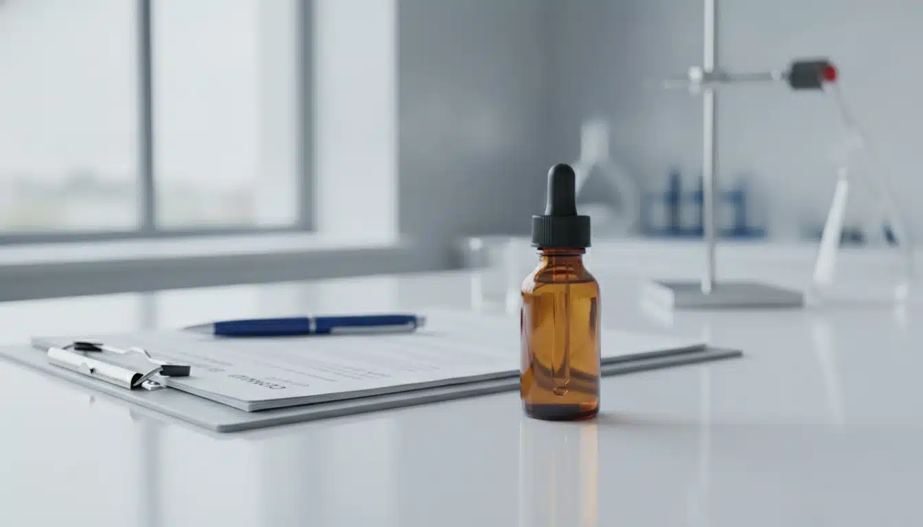 Clinical research setting with prescription medication and trial documentation