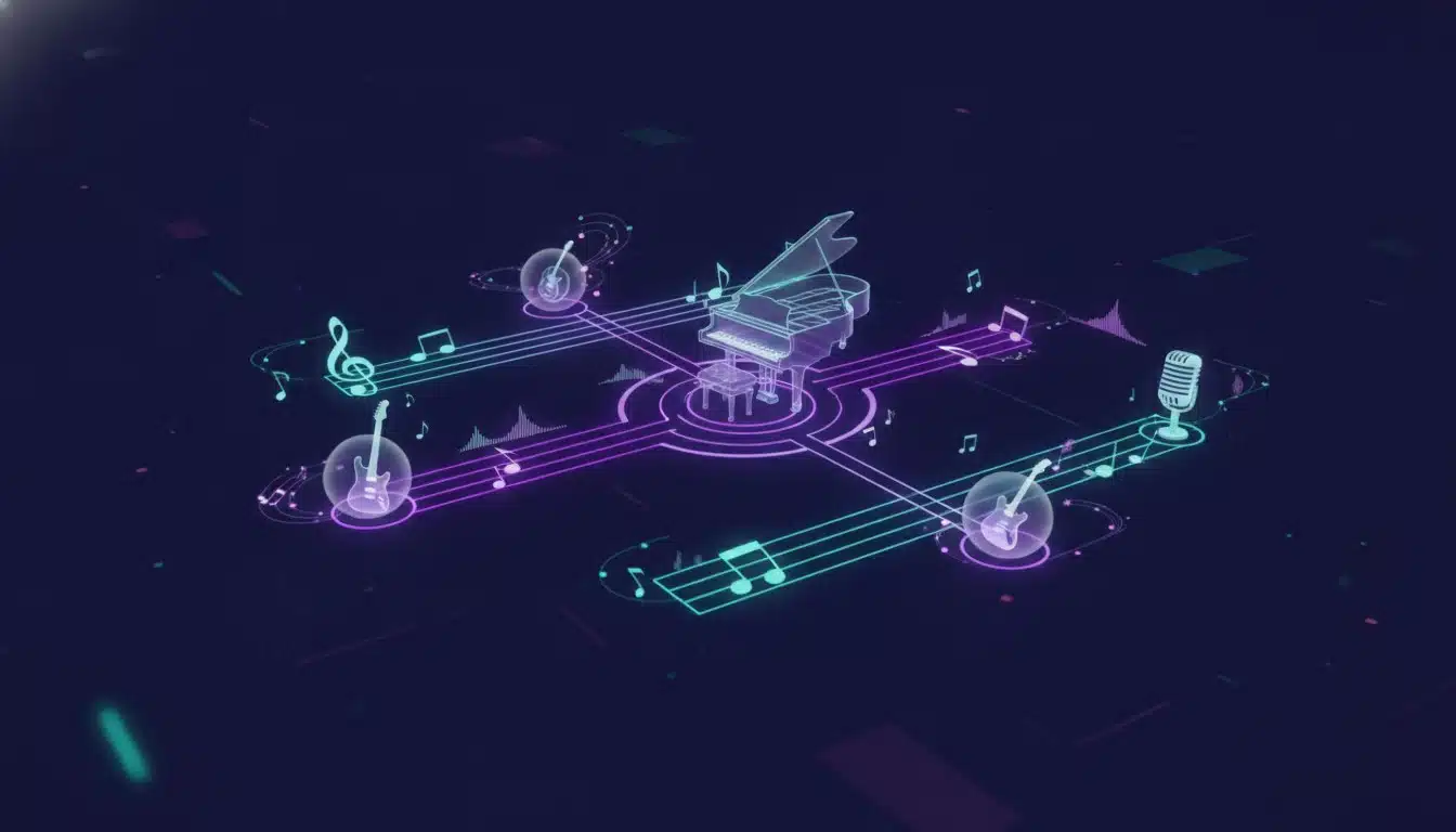 Neural network architecture processing musical elements for AI song generation