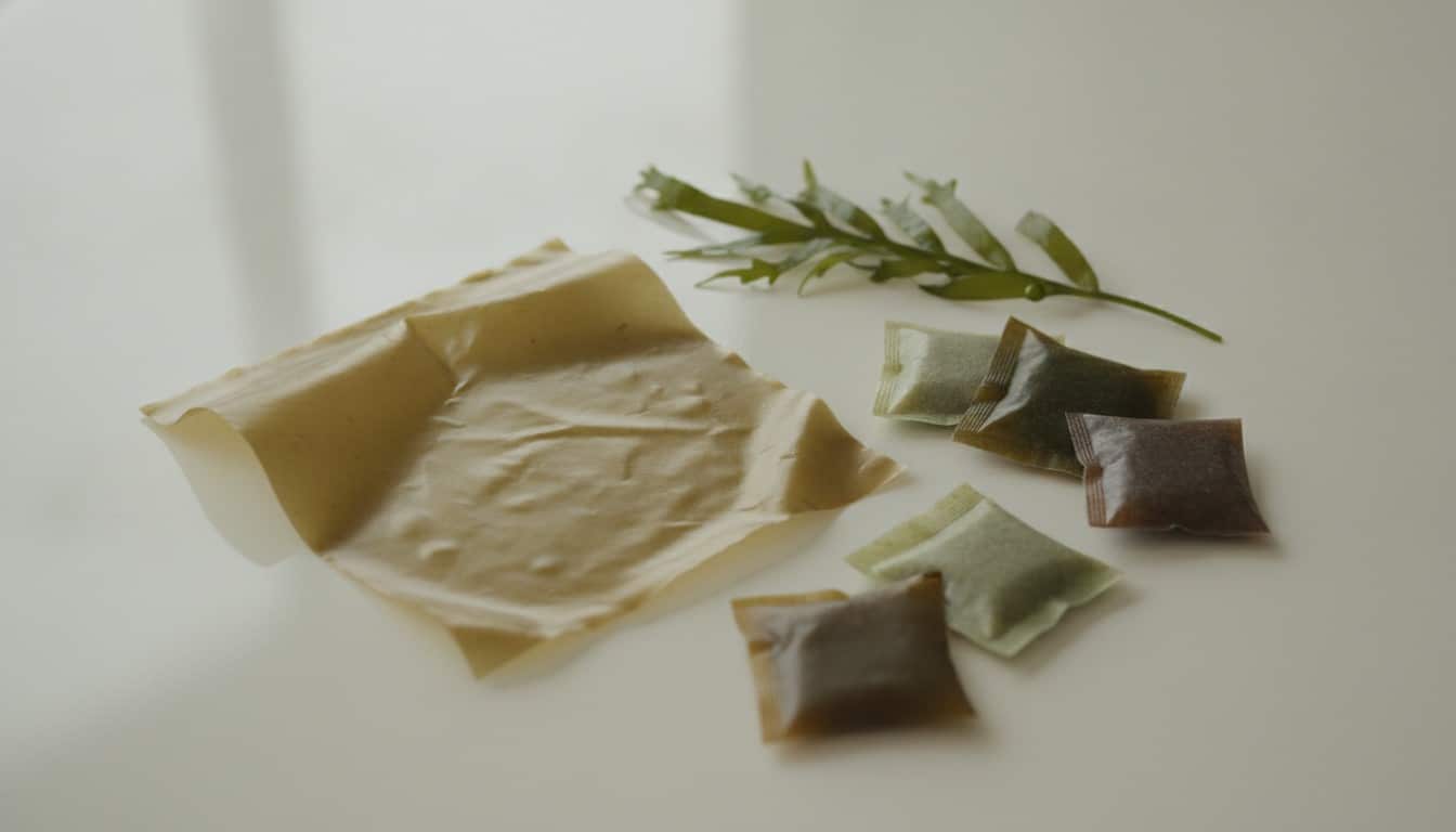 Seaweed-based biodegradable packaging film and sachets