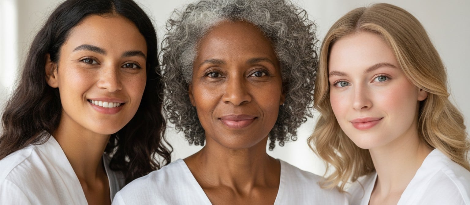 Diverse women with healthy glowing skin representing inclusive cruelty-free skincare future