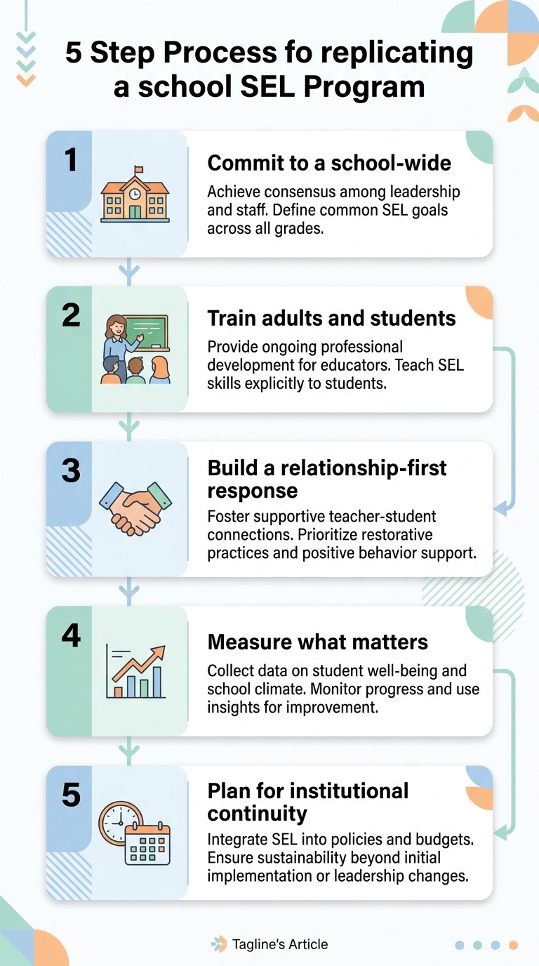 A 5-step framework for replicating a school SEL program: school-wide commitment, training, relationship-first response, measurement, and institutional continuity