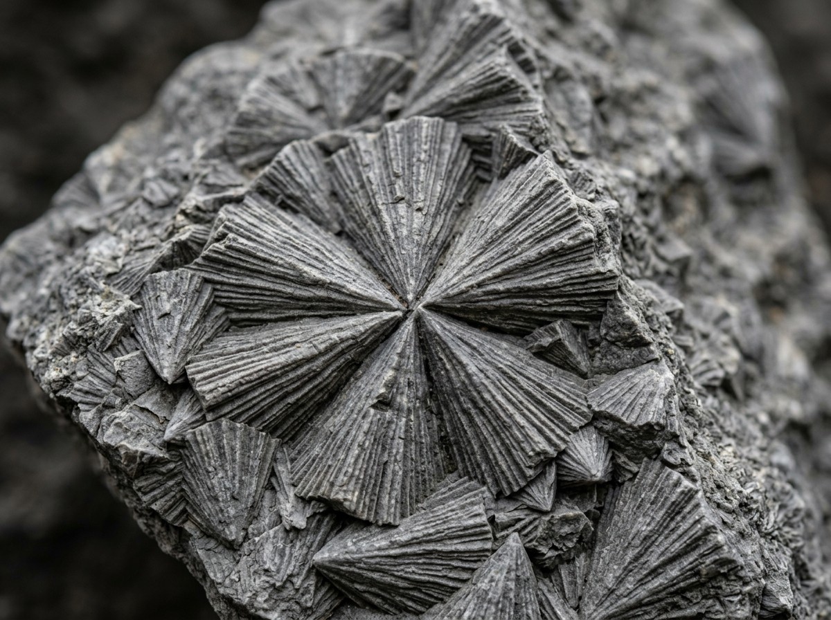 Close-up of shatter cone fractures in rock, the diagnostic evidence that confirmed Lake Marsal as an impact crater