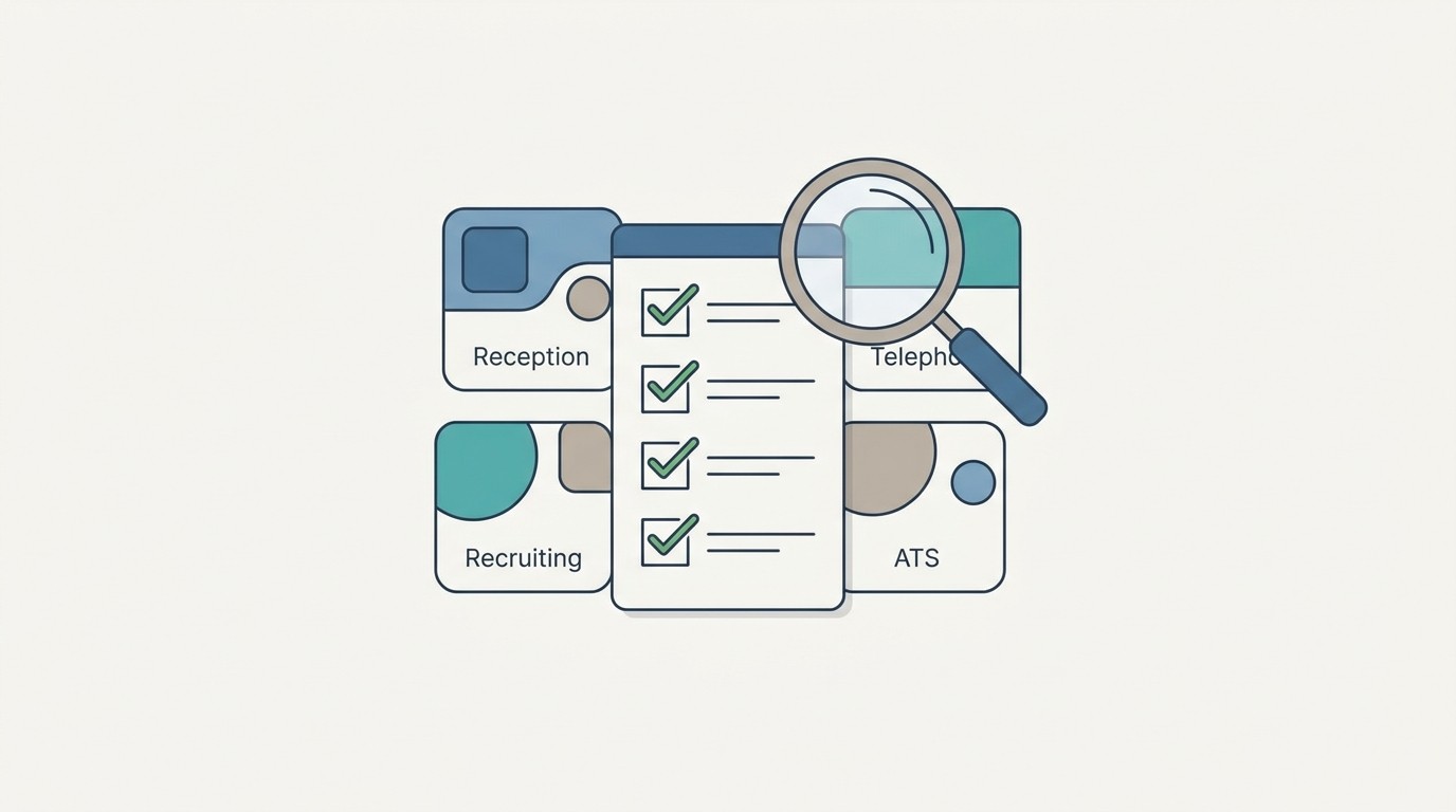 Buyer evaluating a shortlist of AI reception and recruiting software platforms