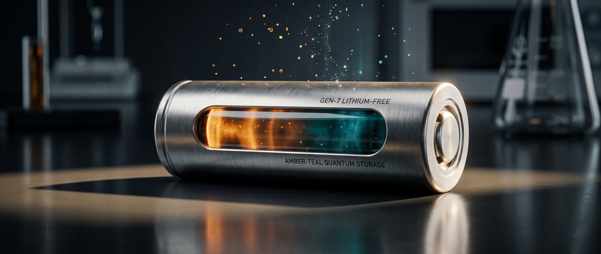 Calcium-Ion Battery Hits 1,000 Cycles Without Any Lithium Cinematic render of a next-generation lithium-free calcium-ion battery cell with a warm energy glow