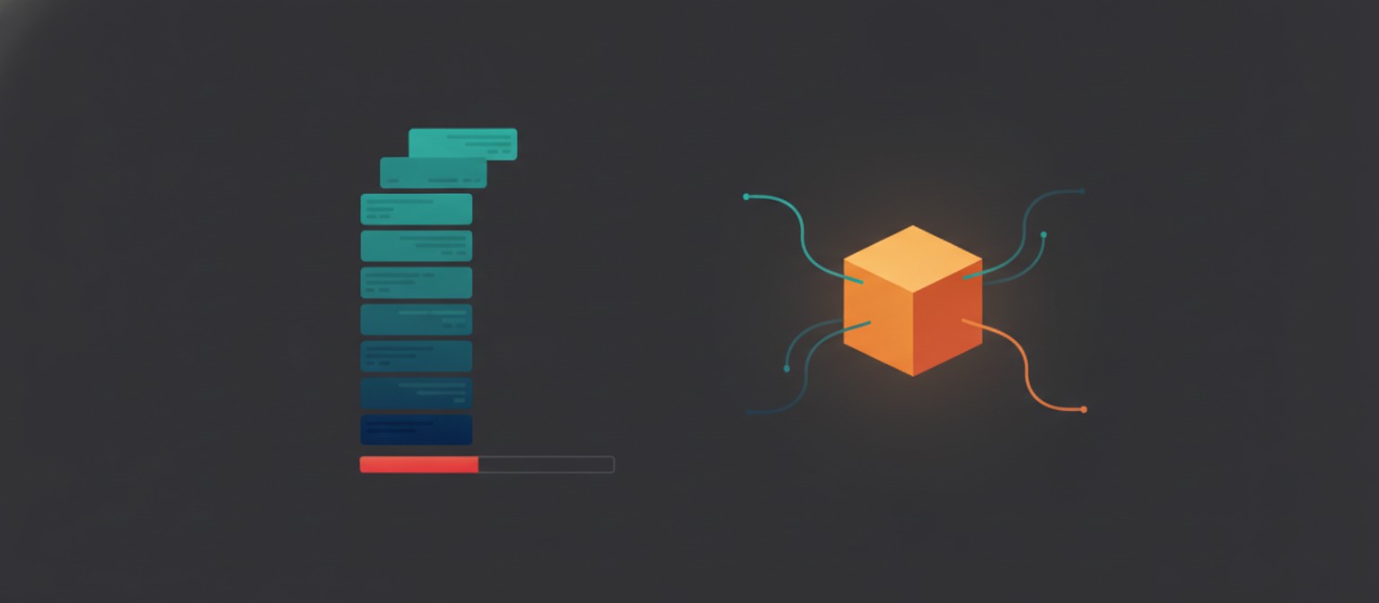 Illustrative comparison of a growing context window versus a fixed-size internal memory state