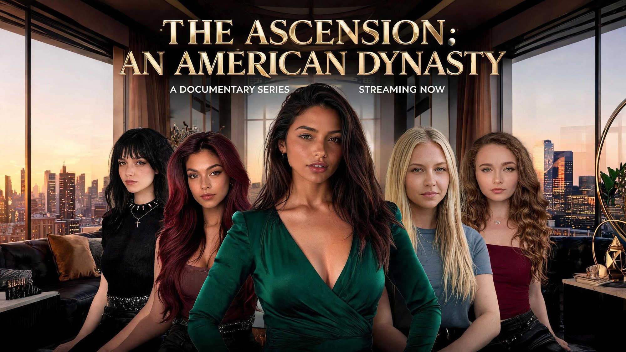 The Indie Creator’s Tech Stack: How to Produce a Monetizable AI Short Film in 48 Hours Promotional poster for The Ascension: An American Dynasty featuring five diverse women standing in front of a city skyline.